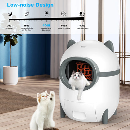 Self Cleaning Cat Litter Box, Automatic Odor Removal Cat Litter Box with APP Control & Cleaning Kit for Multiple Cats