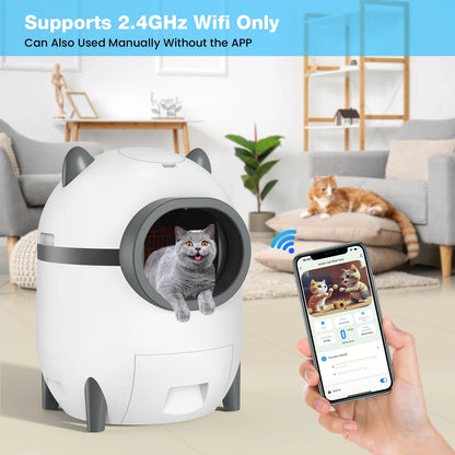 Self Cleaning Cat Litter Box, Automatic Odor Removal Cat Litter Box with APP Control & Cleaning Kit for Multiple Cats