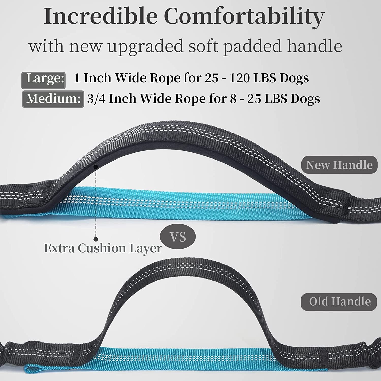 Hands Free Dog Leash with Zipper Pouch, Dual Padded Handles and Durable Bungee for Walking, Jogging and Running Your Dog, Medium (8-25 Lbs) | Large (25-150 Lbs)