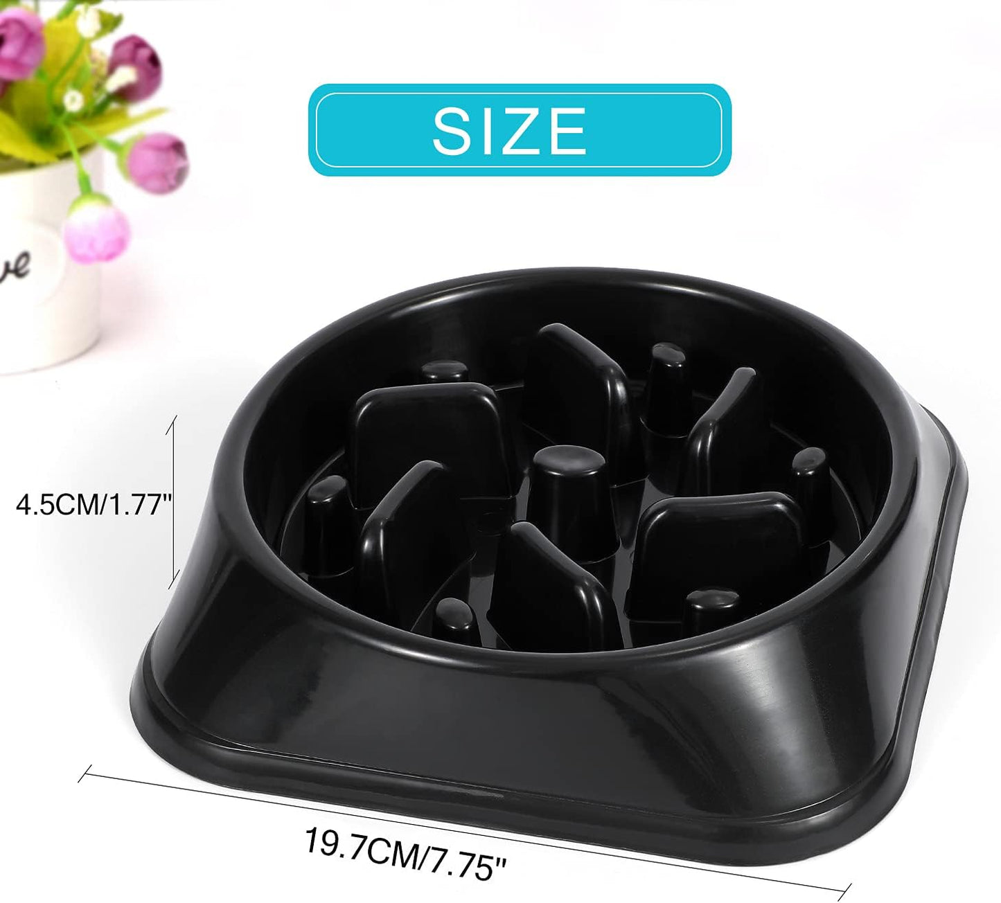 Dog Feeder Slow Eating Pet Bowl Eco-Friendly Durable Non-Toxic Preventing Choking Healthy Design Bowl for Dog Pet(S-M,Black)